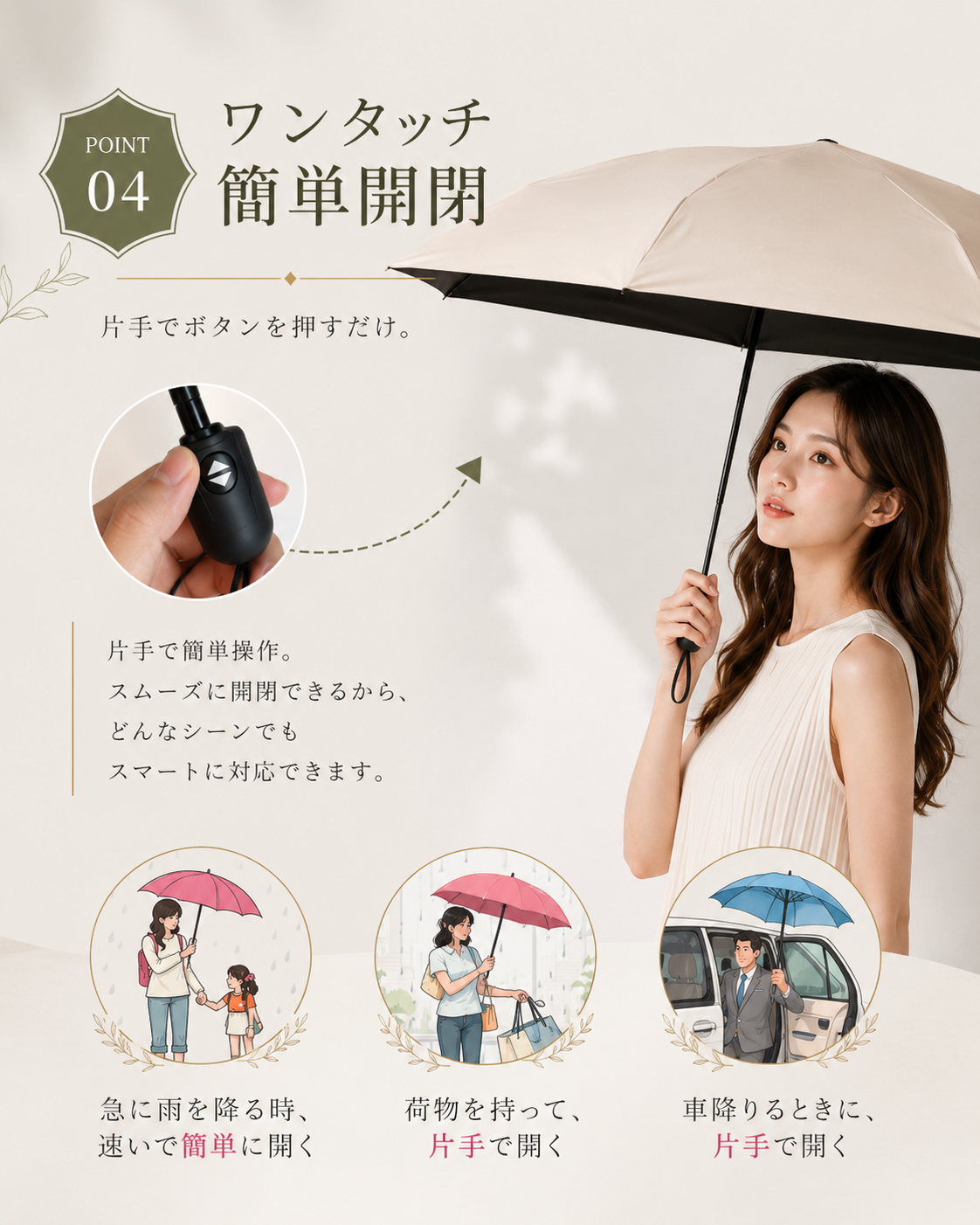 【本日セール終了⏰】5秒でたためる完全遮光日傘【顧客満足度No.1獲得商品🥇】