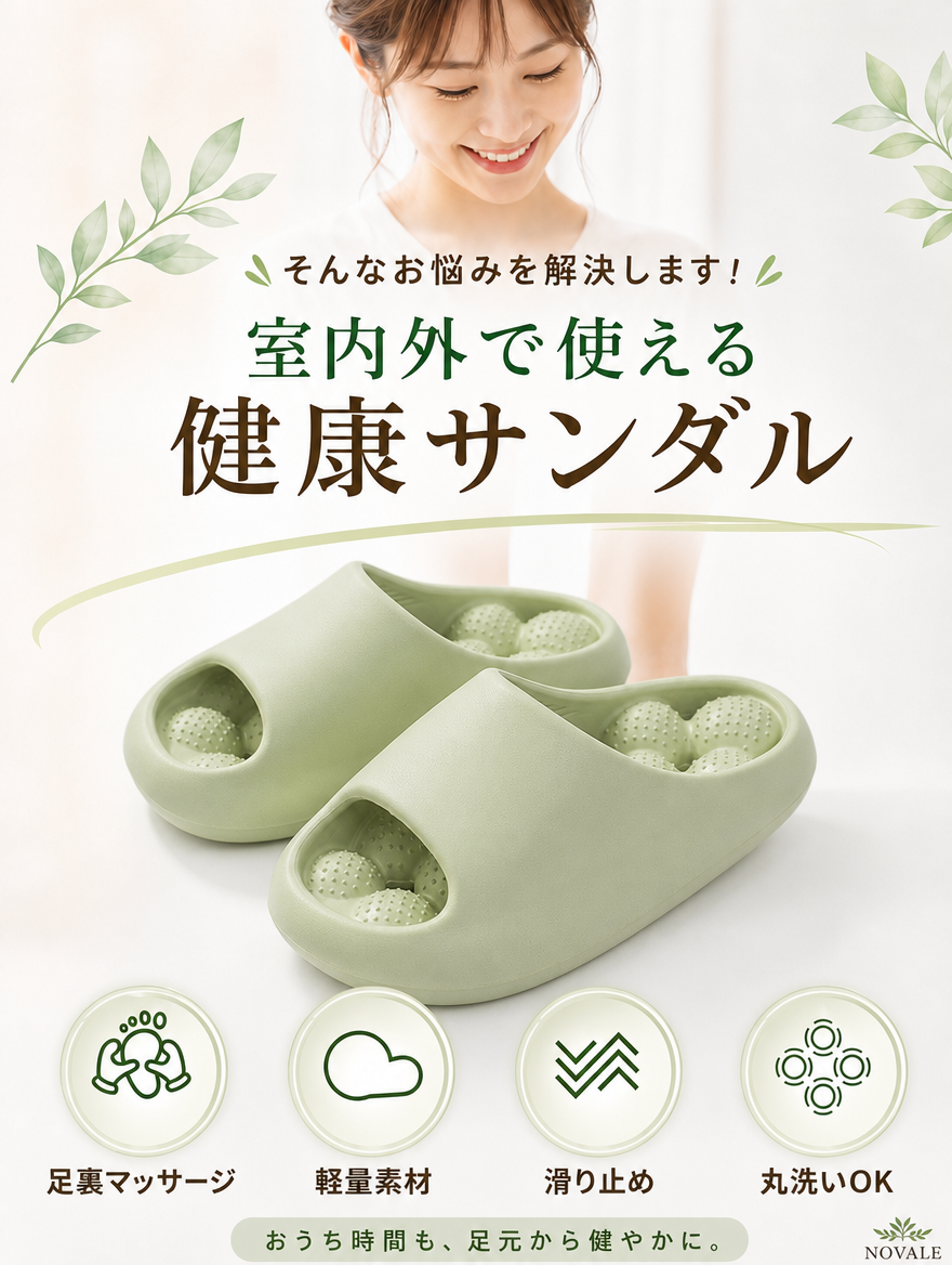 【本日セール終了⏰】健康サンダル 足つぼ マッサージ スリッパ 丸洗いOK