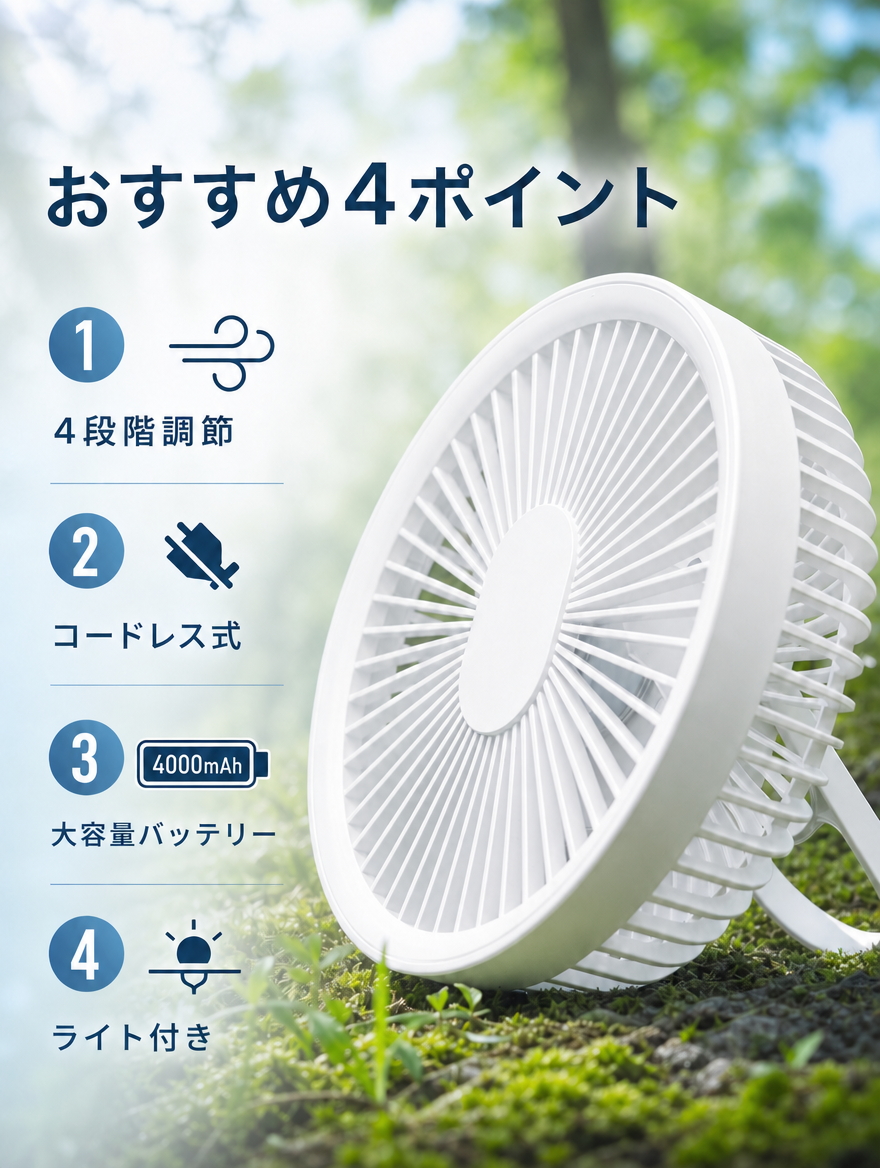 【本日セール終了⏰】3WAY 充電式サーキュレーター LEDライト リモコン付