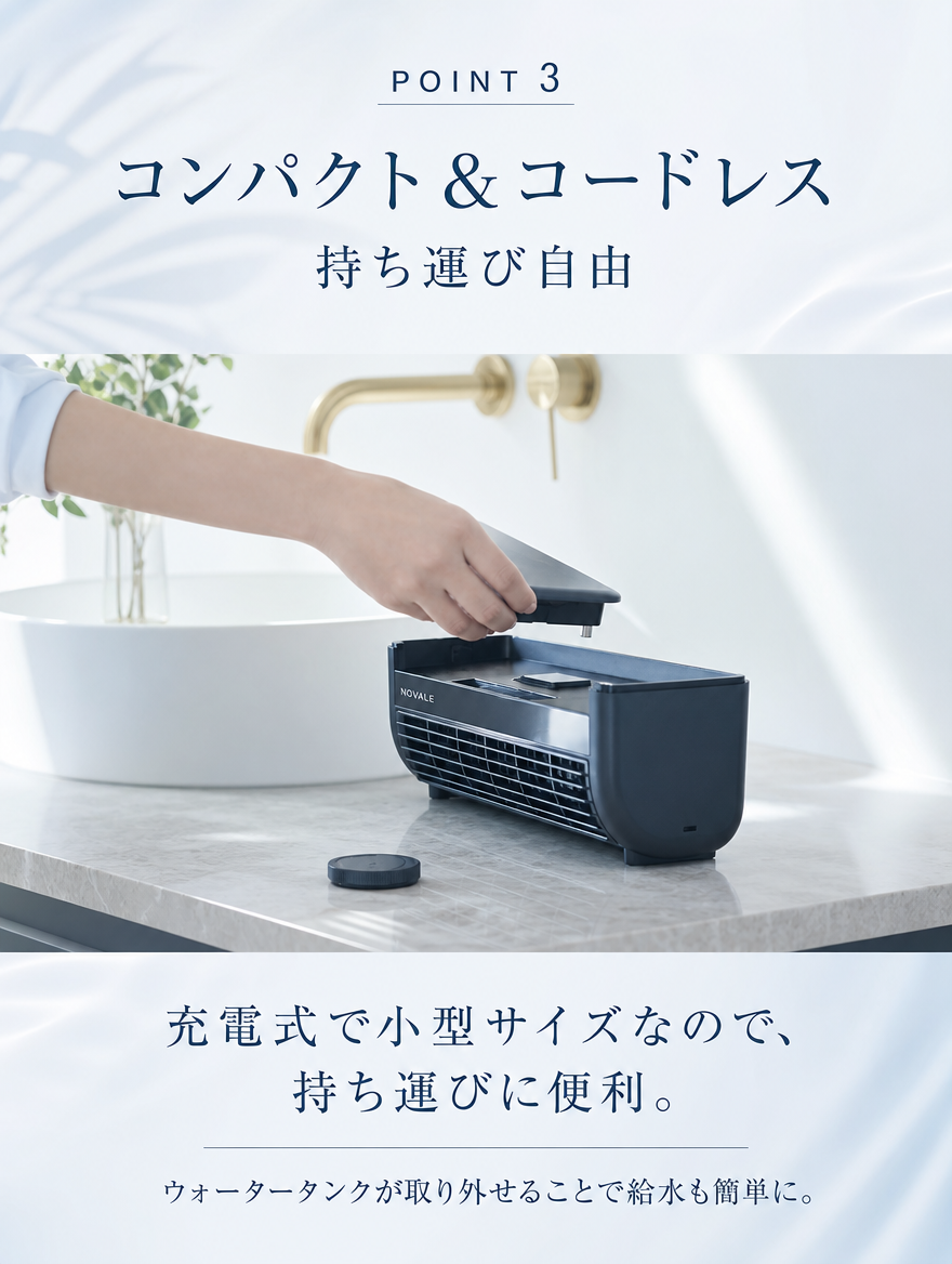 【本日セール終了⏰】瞬間冷却ポータブルクーラー 冷却ミスト コードレス