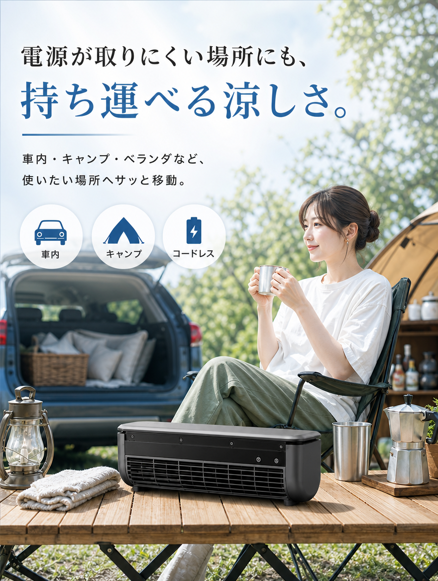 【本日セール終了⏰】瞬間冷却ポータブルクーラー 冷却ミスト コードレス