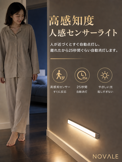 【本日セール終了⏰】スマート人感センサーライト LEDライト 3色切替×無段階調光 Type-C充電式