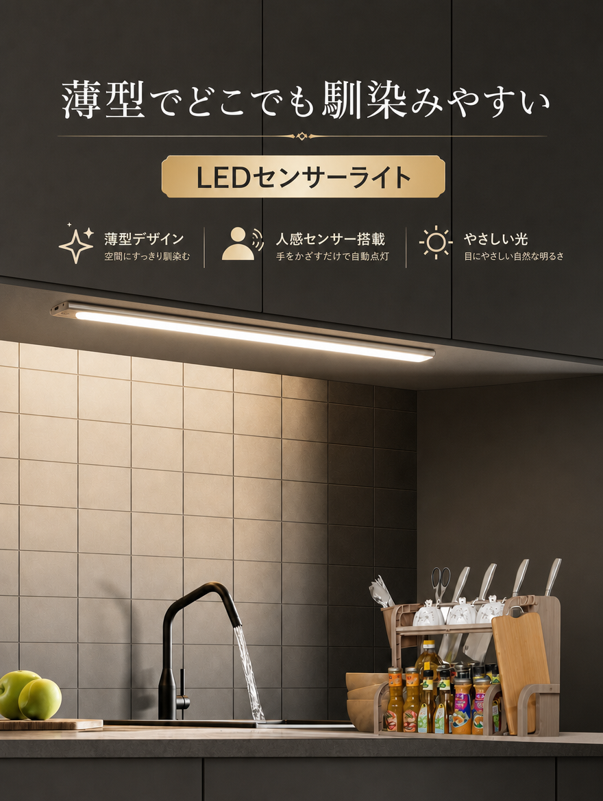 【本日セール終了⏰】スマート人感センサーライト LEDライト 3色切替×無段階調光 Type-C充電式
