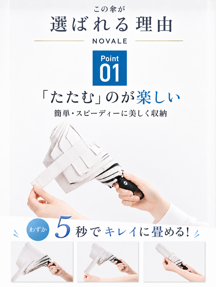 【本日セール終了⏰】【カラビナ付き🪝】完全遮光 折りたたみ日傘 晴雨兼用