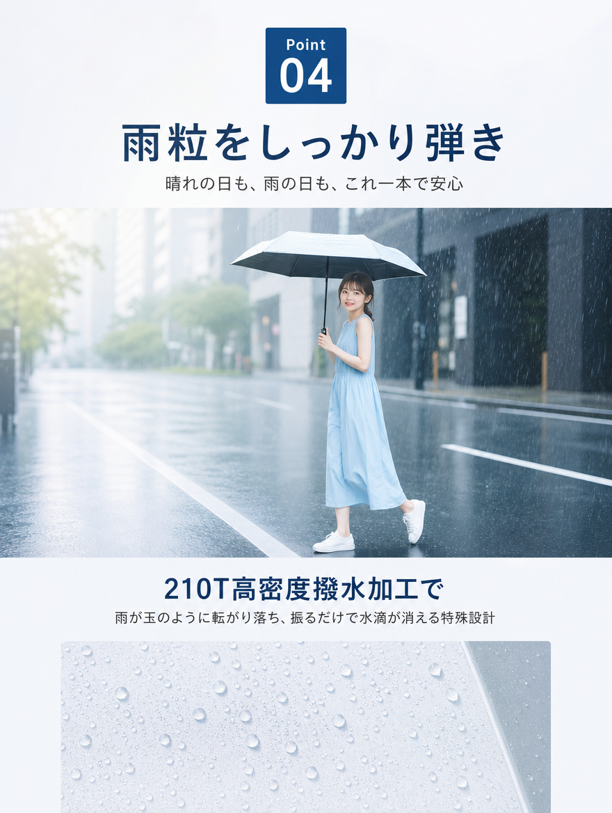 【本日セール終了⏰】【カラビナ付き🪝】完全遮光 折りたたみ日傘 晴雨兼用