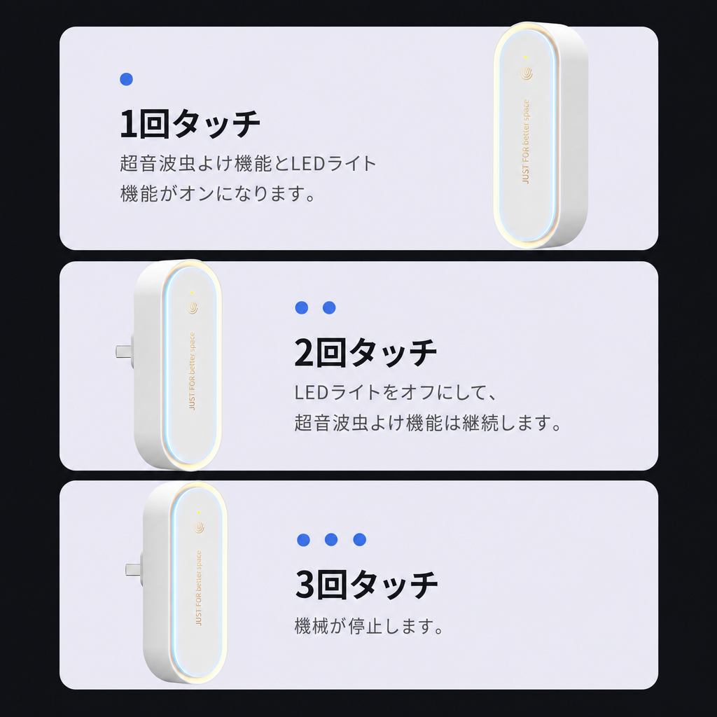 使い方 タッチ操作3ステップ