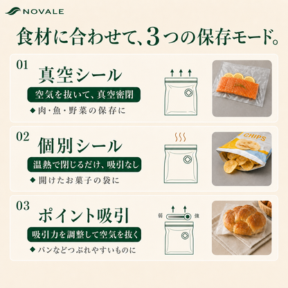 食材に合わせて3つの保存モード