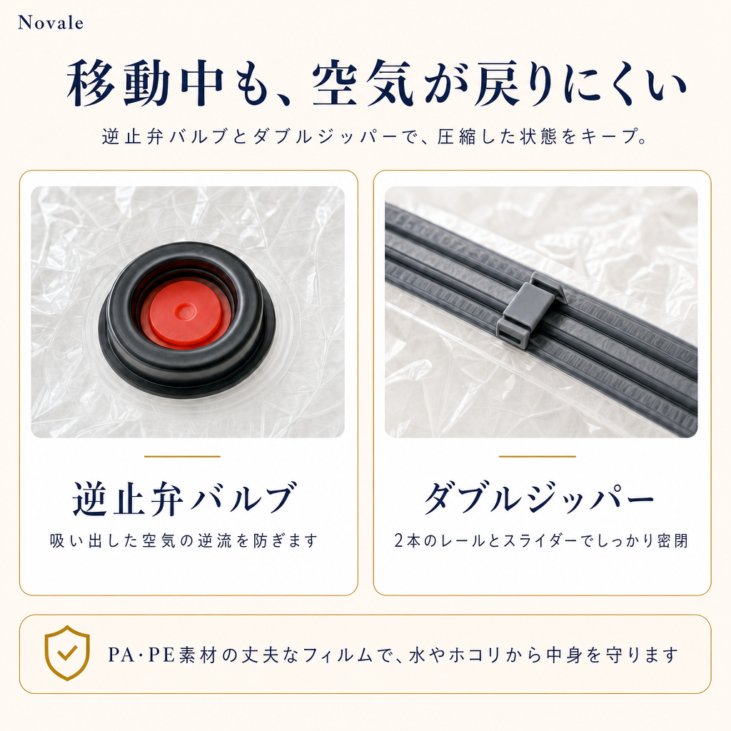移動中も、空気が戻りにくい