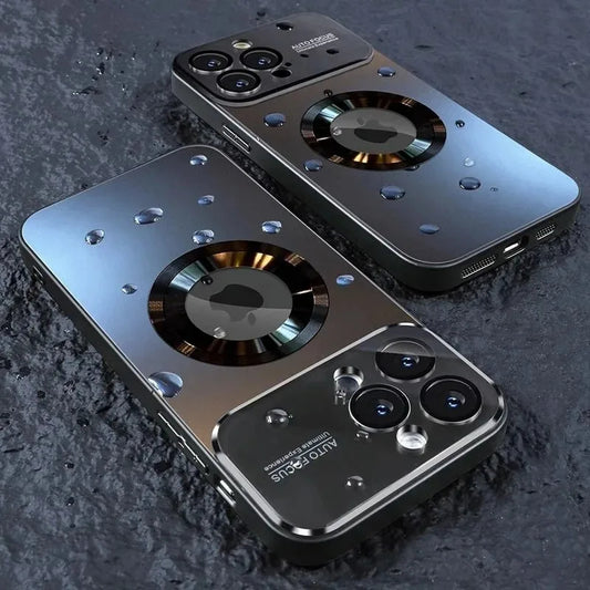 iPhone 17用 マグネットリング搭載ケース｜チタン調メタリックデザイン