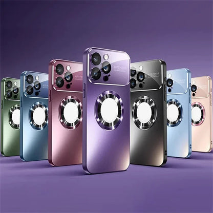 iPhone 17用 マグネットリング搭載ケース｜チタン調メタリックデザイン