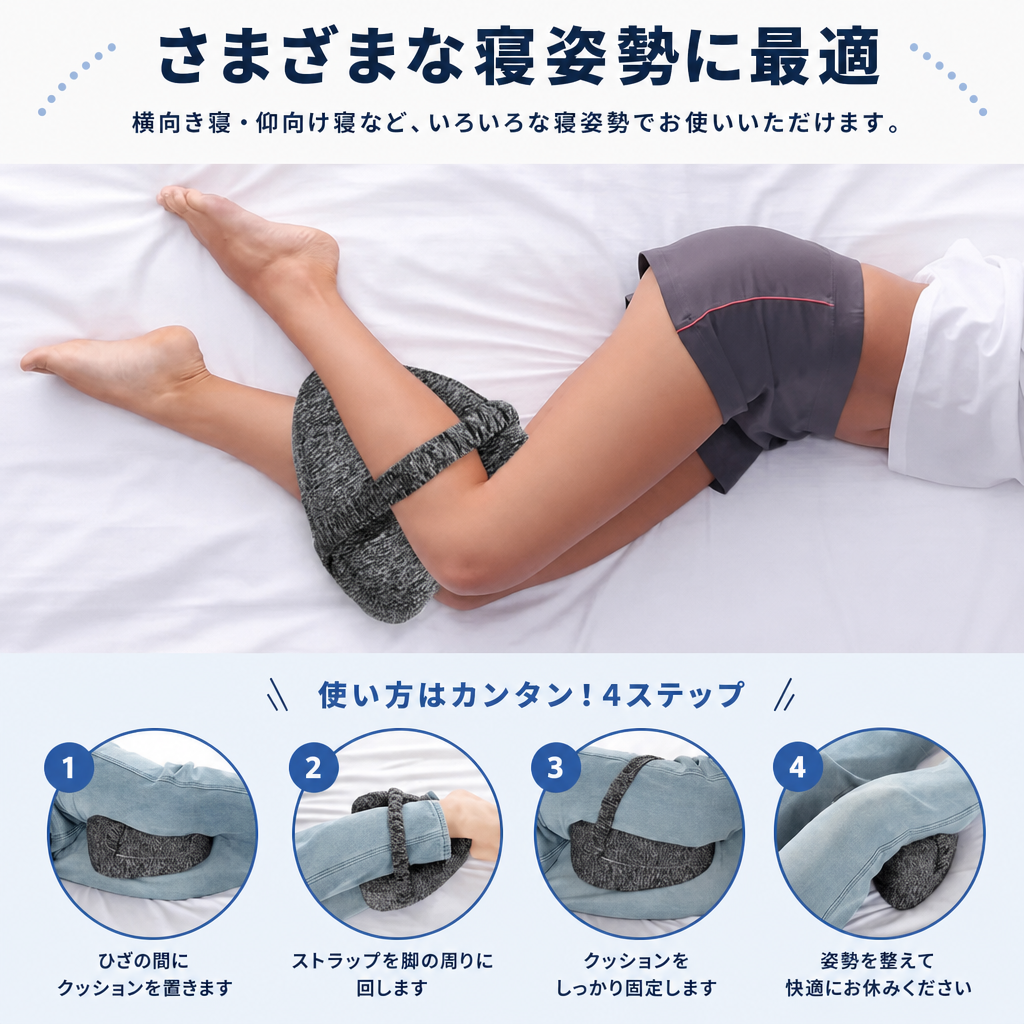 横向き寝サポートレッグピロー 快眠サポートクッション 膝まくら