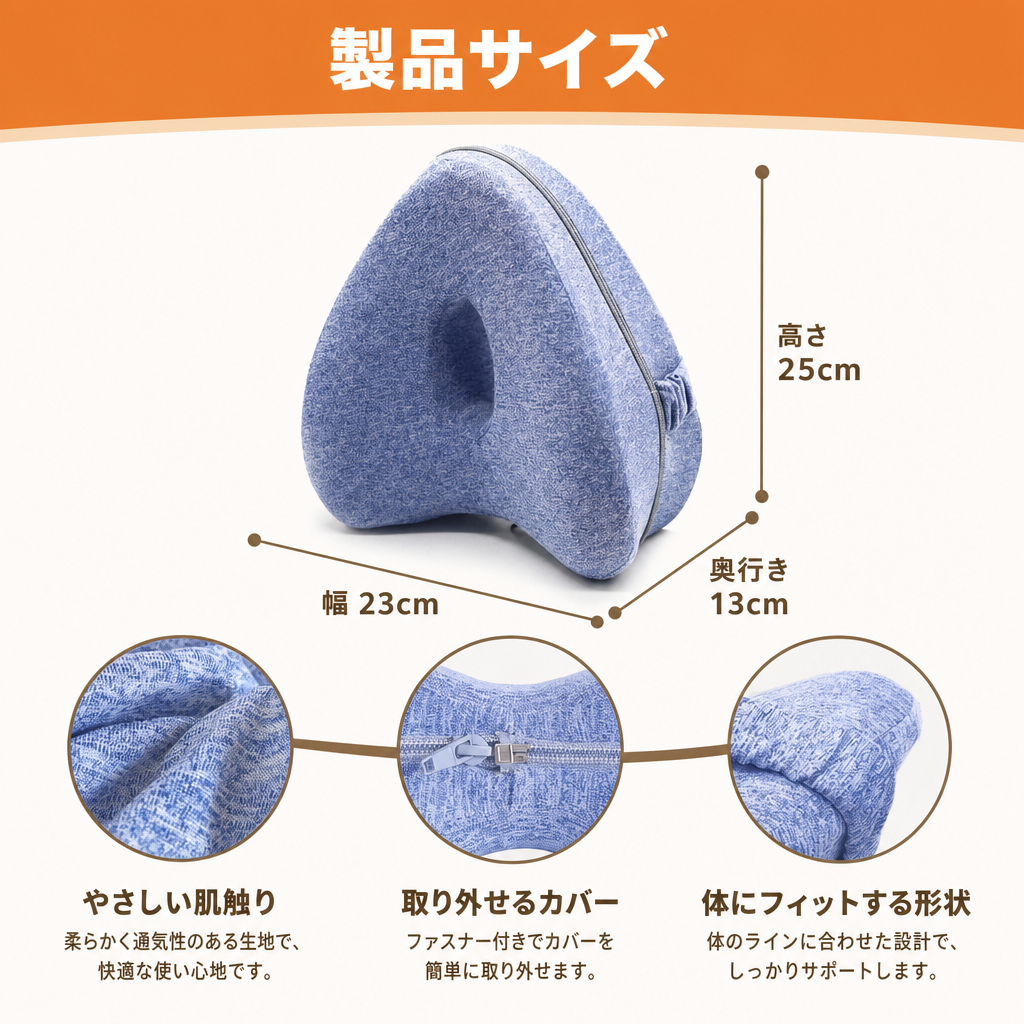 横向き寝サポートレッグピロー 快眠サポートクッション 膝まくら