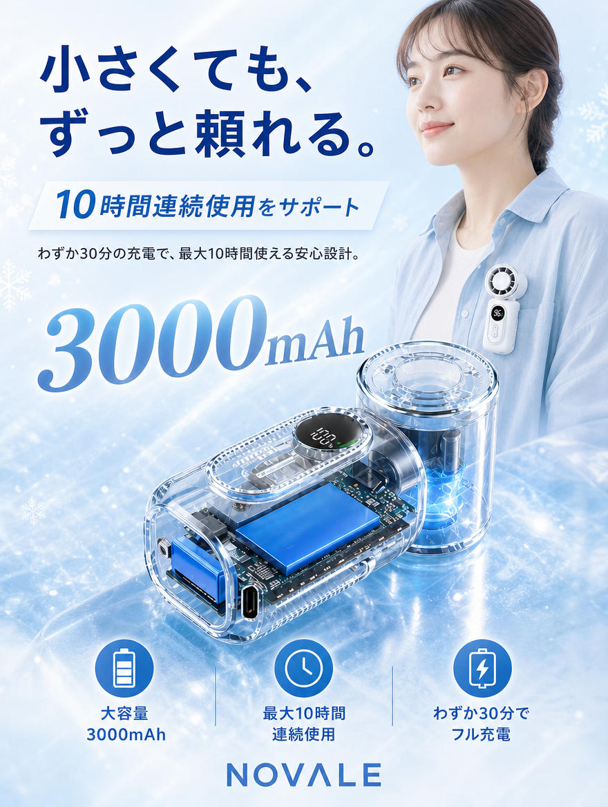 【本日セール終了⏰】冷却ハンディファン クリップ付 氷感金属プレート搭載