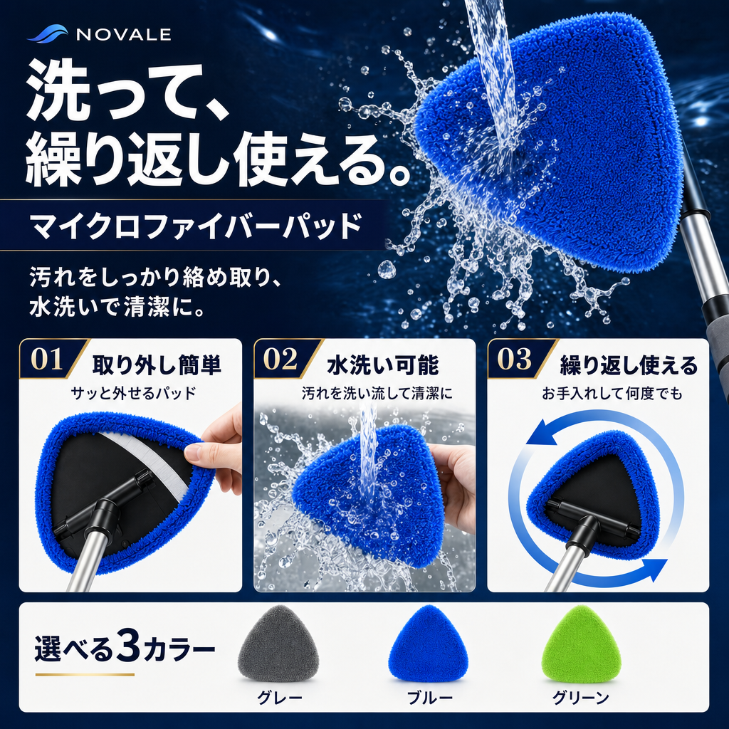 洗って繰り返し使えるマイクロファイバーパッド